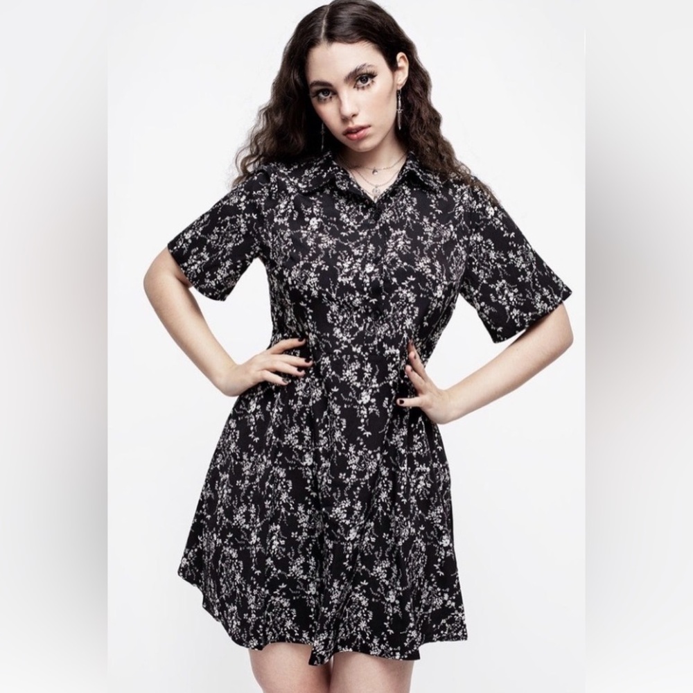 Disturbia Black and White Floral Mini Dress